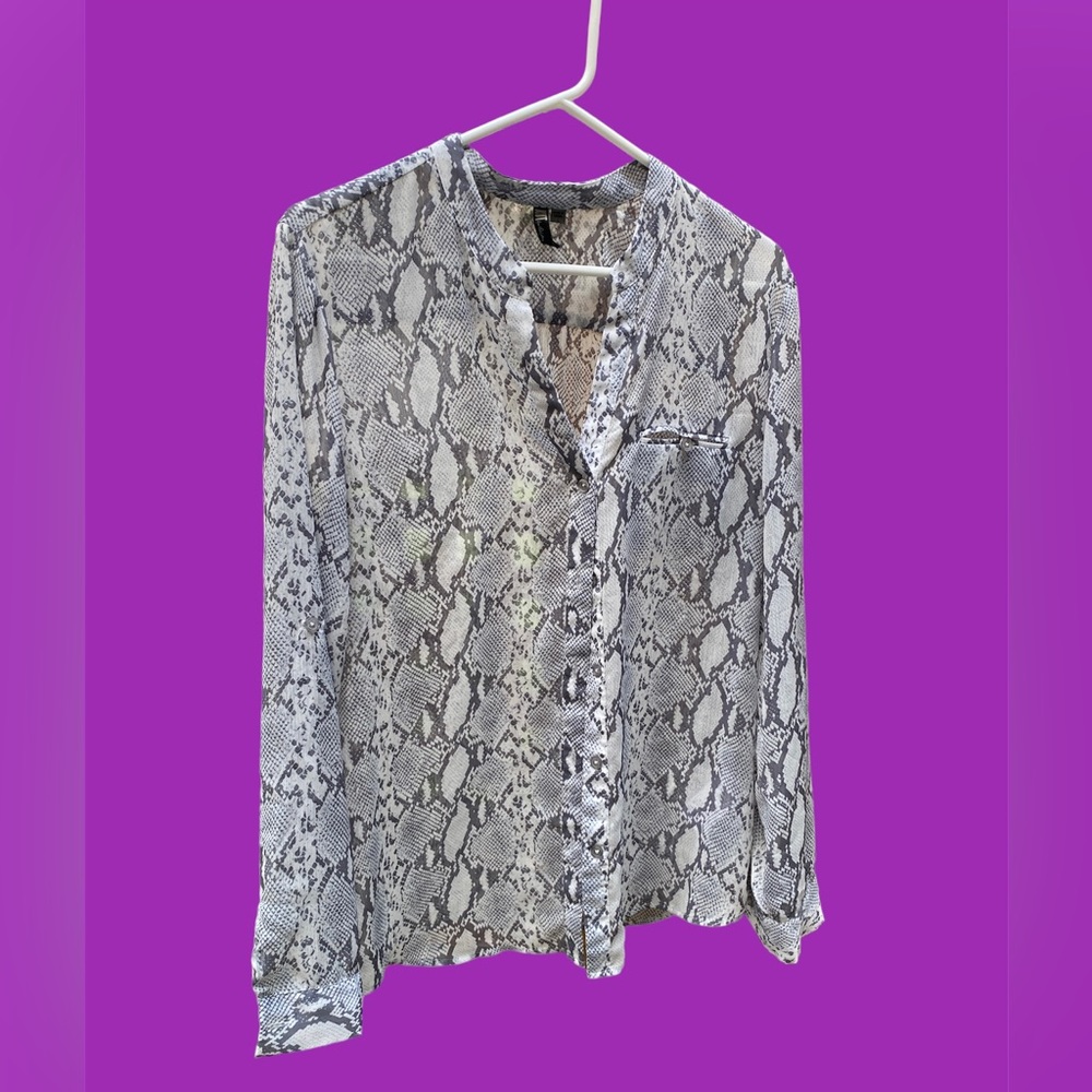 Kut From The Kloth Jasmine Chiffon Top - Retired Snakeskin Print - Size L